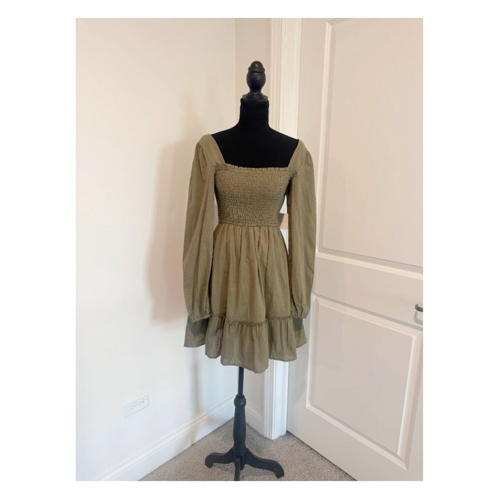Alter'd State XS NWT Sage Green Smocked Babydoll Dress
